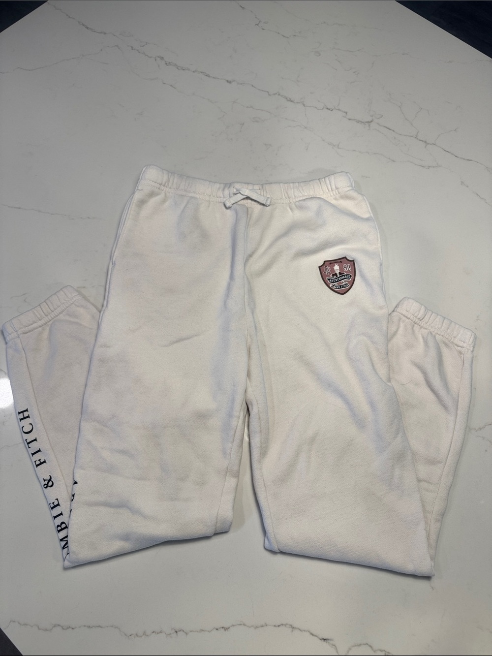 Girls 11/12 Abercrombie & Fitch White Logo Sweat Joggers with Patch